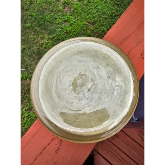 Handblown Art Glass Round Yellow Vase, Diffuser, Small Mouth Aromatherapy Bottle - Picture 2 of 2